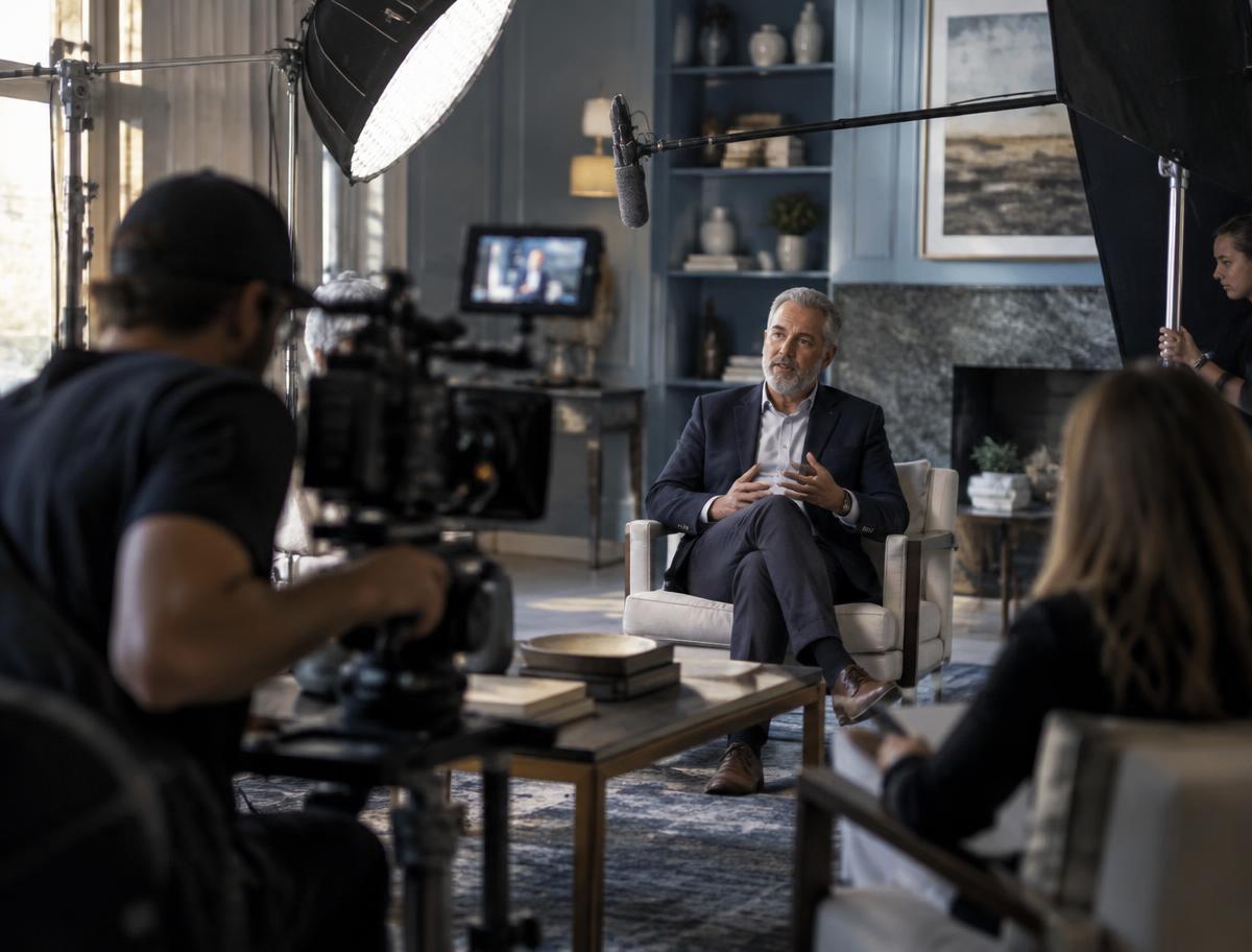 A founder being filmed for an authentic brand campaign